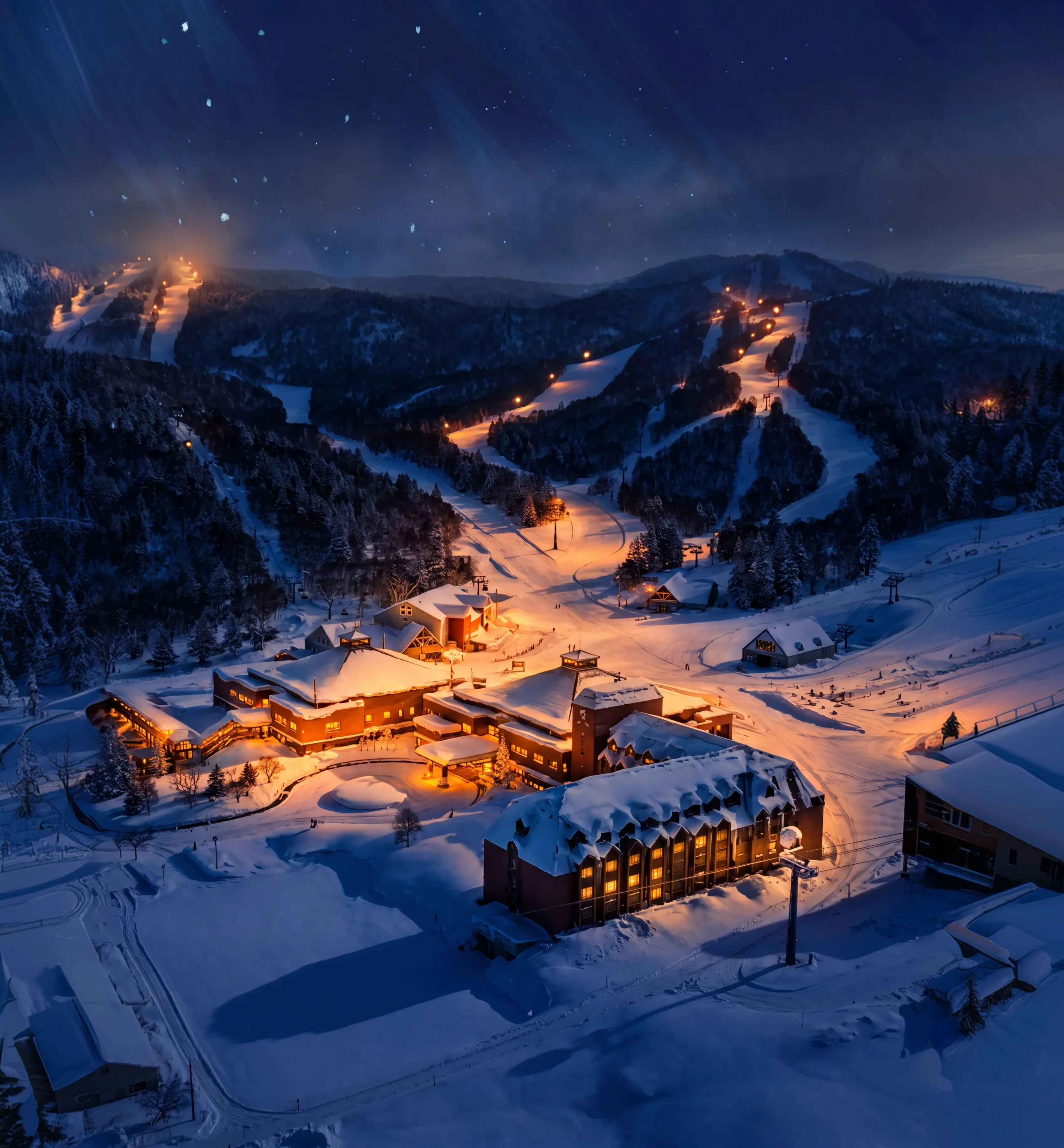 Kiroro mountain resort in winter.