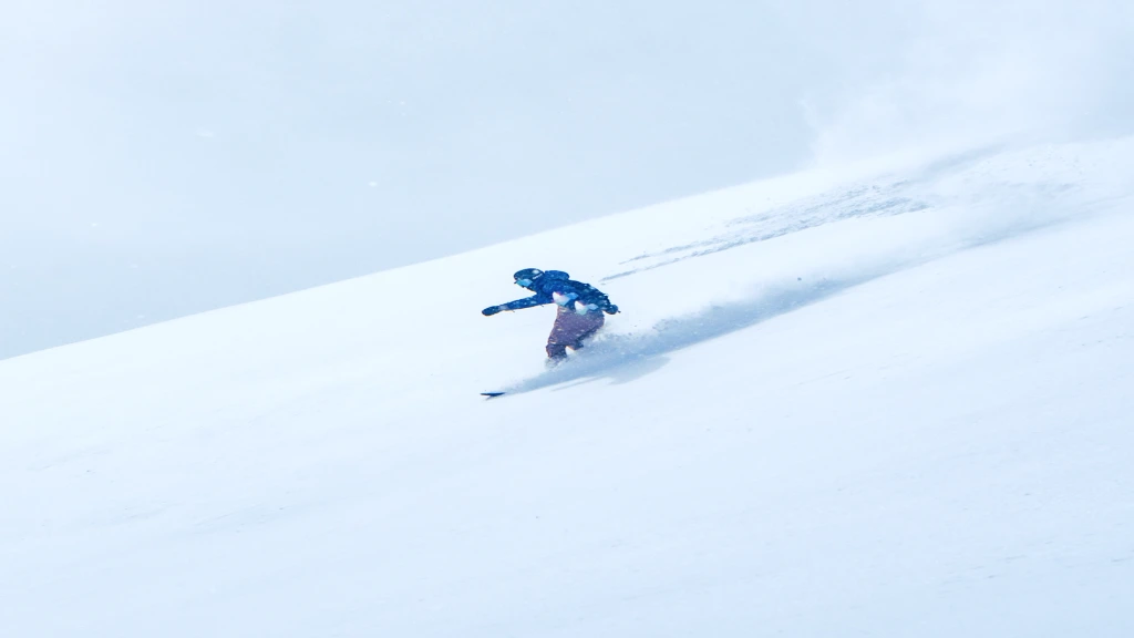 Skier descending a powder slope in Japan